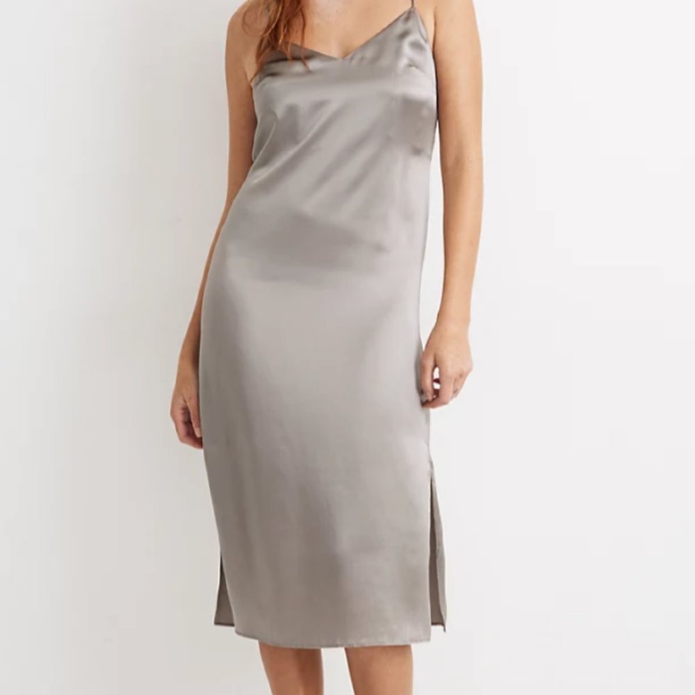 Madewell Silk Eva Side-Slit Slip Dress
